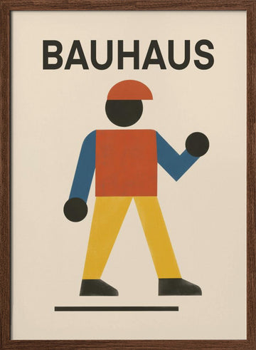 Bauhaus Walking Figure | Poster - Walnut Frame Interior
