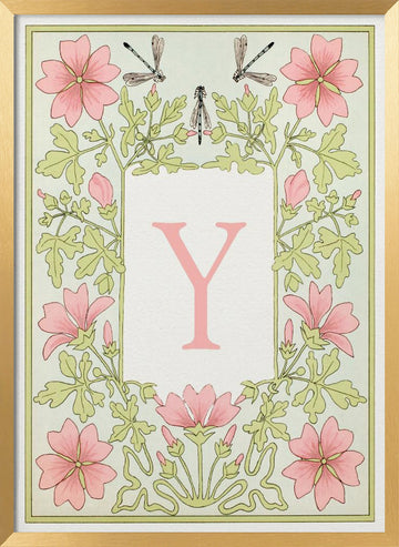 Elegant Floral Y Initial | Poster - Gold Frame Interior