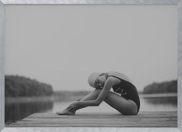 Quiet Lake Swimmer | Poster - Silver Frame Interior