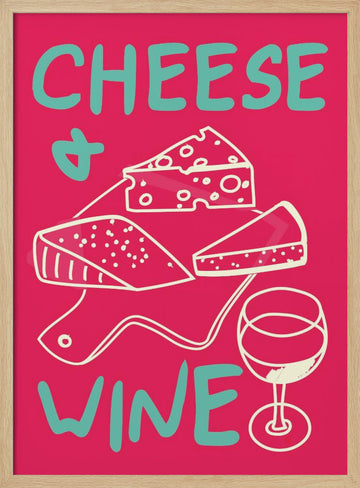 Cheese and Wine Delight | Poster - Wood Frame Interior