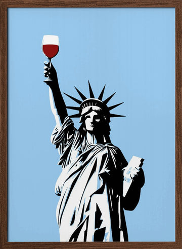 Lady Liberty Wine | Poster - Walnut Frame Interior