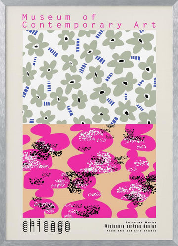 Vibrant Abstract Flowers | Poster - Silver Frame Interior