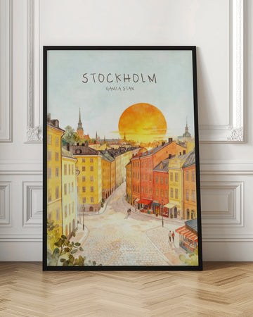Stockholm Gamla Stan Sunset | Poster - Room Interior 1