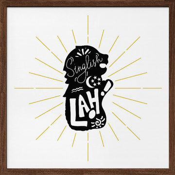 Merlion Singlish | Poster - Walnut Frame Interior