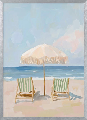 Serene Beach Day | Poster - Silver Frame Interior