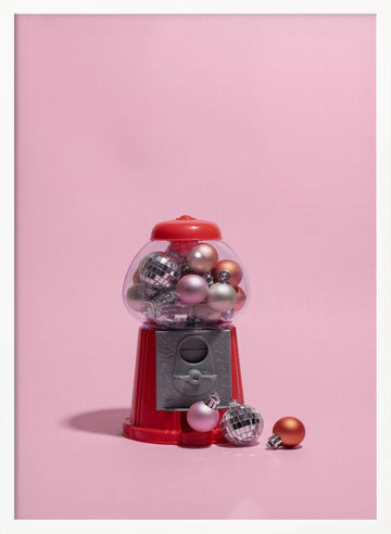 Pink Gumball Christmas Ornaments | Poster - White Frame Interior