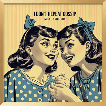 Retro Whispering Friends | Poster - Gold Frame Interior