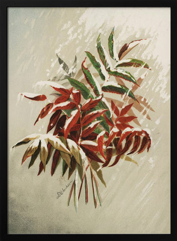 Leaves In Snow | Poster - Black Metal Frame Interior