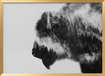 Forest Bison Spirit | Poster - Gold Frame Interior