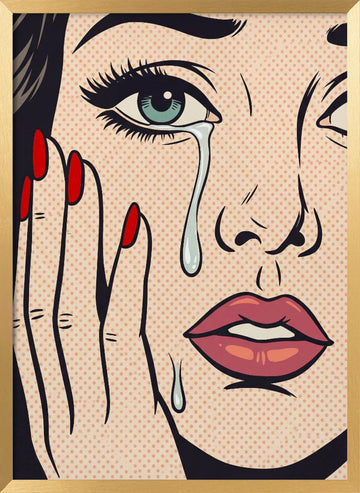 Retro Crying Woman | Poster - Gold Frame Interior