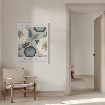 Blue Botanical Bloom | Canvas - Room Interior 1