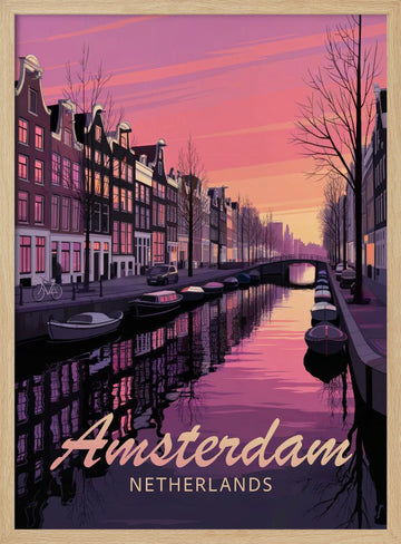 Amsterdam Sunset Canal | Poster - Wood Frame Interior