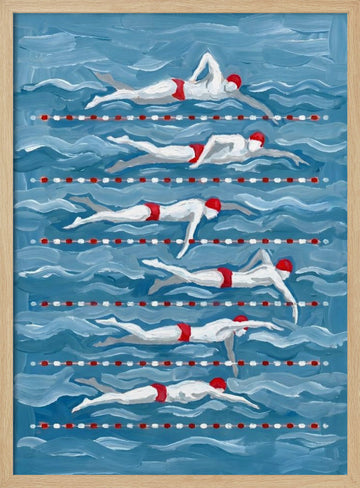 Swimmers In Motion | Poster - Wood Frame Interior