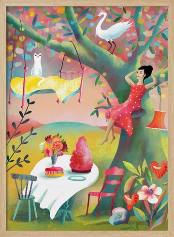 Dreamy Treehouse Garden | Poster - Wood Frame Interior
