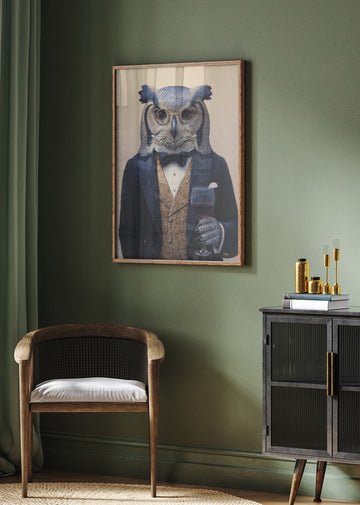 Sophisticated Owl Gentleman | Poster - Room Interior 2