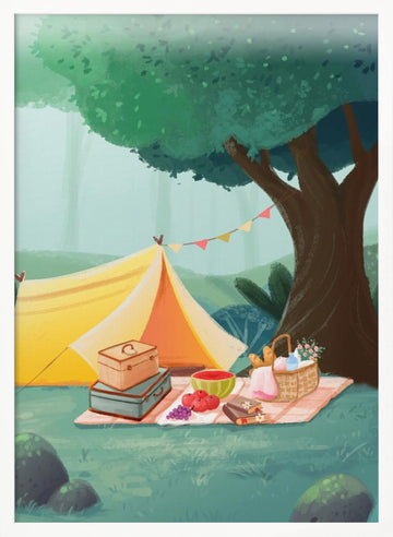 Cozy Forest Picnic | Poster - White Frame Interior