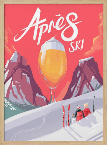Retro Après Ski Celebration | Poster - Wood Frame Interior