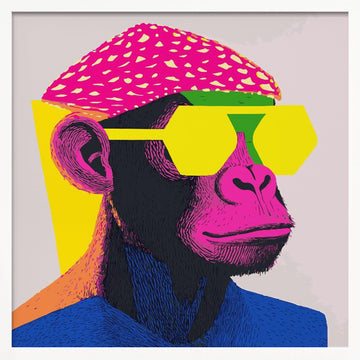 Stylish Monkey Portrait | Poster - White Frame Interior