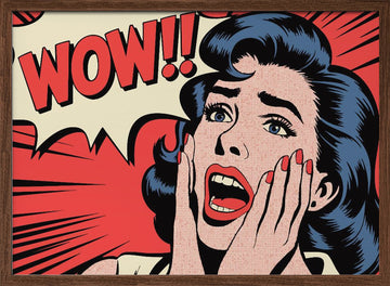 Wow Pop Art Reaction | Poster - Walnut Frame Interior