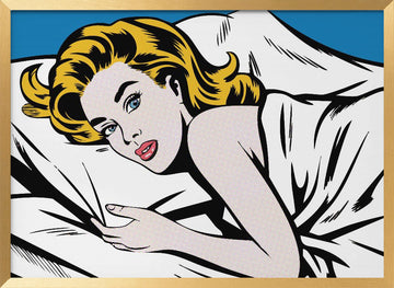Pop Art Woman In Bed | Poster - Gold Frame Interior