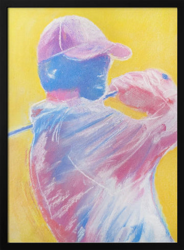 Vibrant Golf Swing | Poster - Black Metal Frame Interior