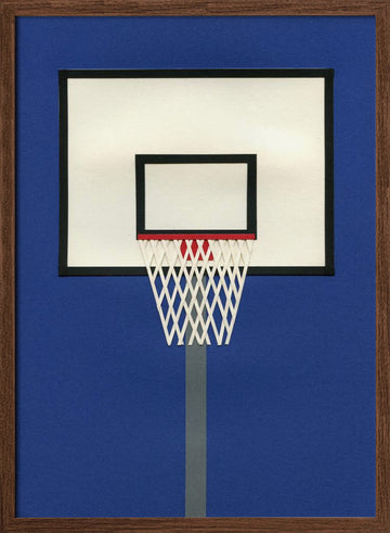 Modern Basketball Hoop | Poster - Walnut Frame Interior