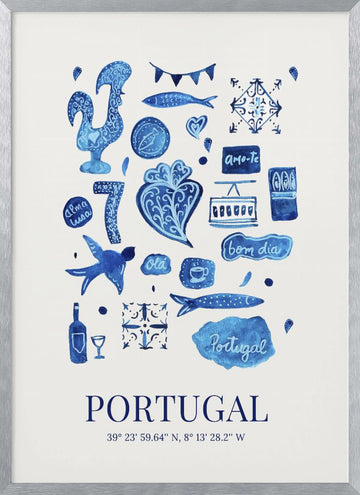 Portugal Cultural Symbols | Poster - Silver Frame Interior