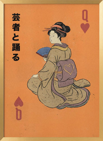 Geisha Queen of Hearts | Poster - Gold Frame Interior