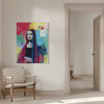 Vibrant Mona Lisa Portrait | Canvas - Room Interior 1