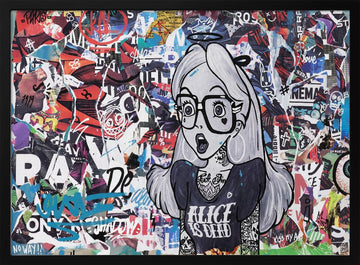 Edgy Alice Collage | Poster - Black Metal Frame Interior