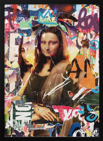 Urban Collage Portrait | Poster - Black Metal Frame Interior