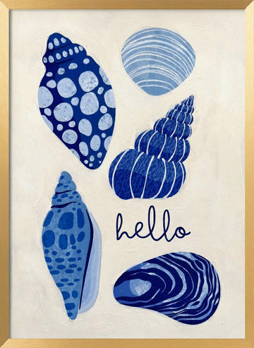 Hello Blue Seashells | Poster - Gold Frame Interior