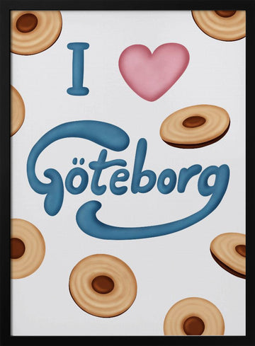 Love Göteborg Cookies | Poster - Black Metal Frame Interior