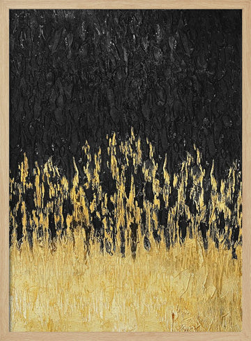 Golden Abstract Flow | Poster - Wood Frame Interior