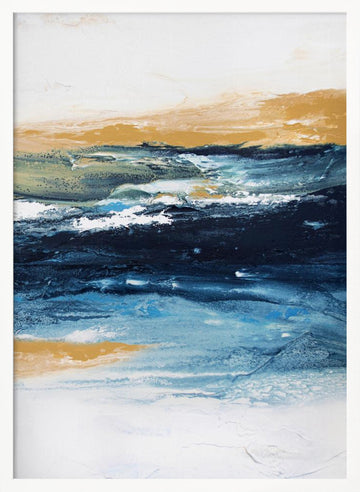 Deep Blue Ocean Gold | Poster - White Frame Interior