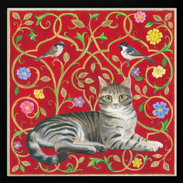 Floral Feline Harmony | Poster - Black Metal Frame Interior