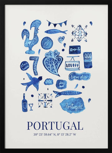 Portugal Cultural Symbols | Poster - Black Metal Frame Interior