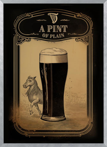 Irish Stout and Horse | Poster - Silver Frame Interior