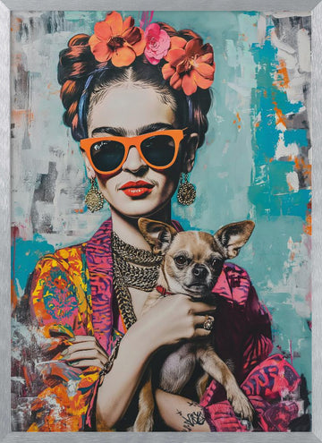 Colorful Portrait Chihuahua | Poster - Silver Frame Interior