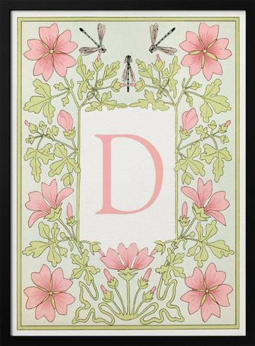 Art Nouveau Floral D | Poster - Black Metal Frame Interior