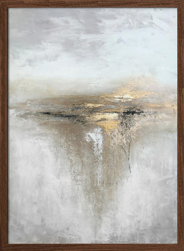 Golden Horizon Abstract | Poster - Walnut Frame Interior