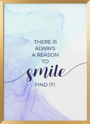 Inspirational Smile Quote | Poster - Gold Frame Interior