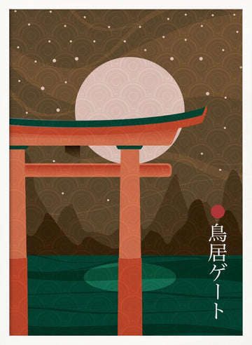 Moonlit Torii Gate | Poster - White Frame Interior