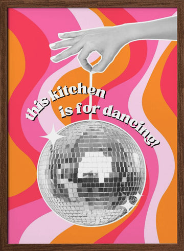 Disco Kitchen Vibes | Poster - Walnut Frame Interior