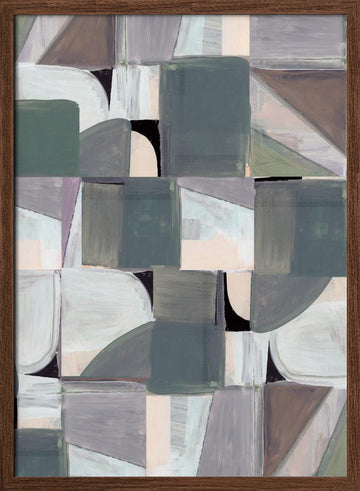 Soft Geometric Abstract | Poster - Walnut Frame Interior