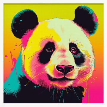 Neon Panda Portrait | Poster - White Frame Interior
