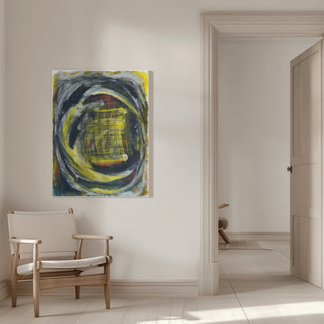 Energetic Yellow Vortex | Canvas - Room Interior 1