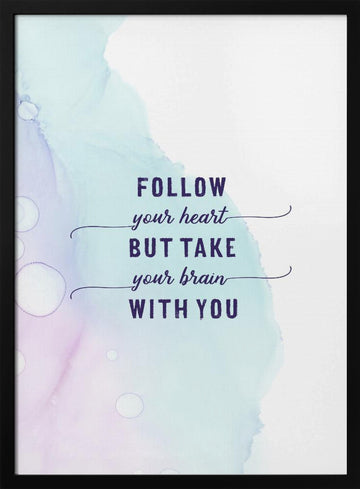 Pastel Heart Brain Quote | Poster - Black Metal Frame Interior