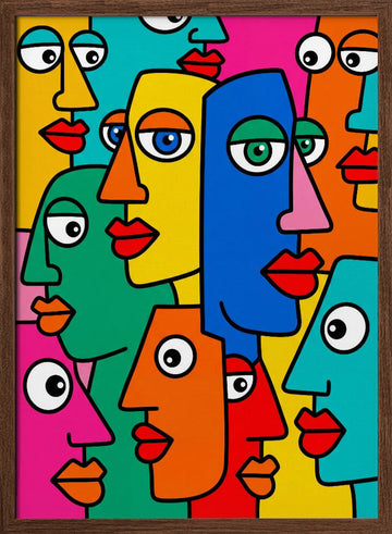 Colorful Abstract Faces | Poster - Walnut Frame Interior