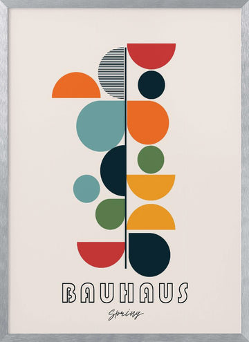 Bauhaus Geometric Spring | Poster - Silver Frame Interior